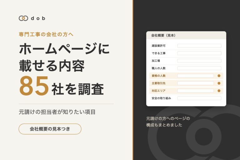 専門工事の会社のホームページに載せる内容　関西の85社を調査